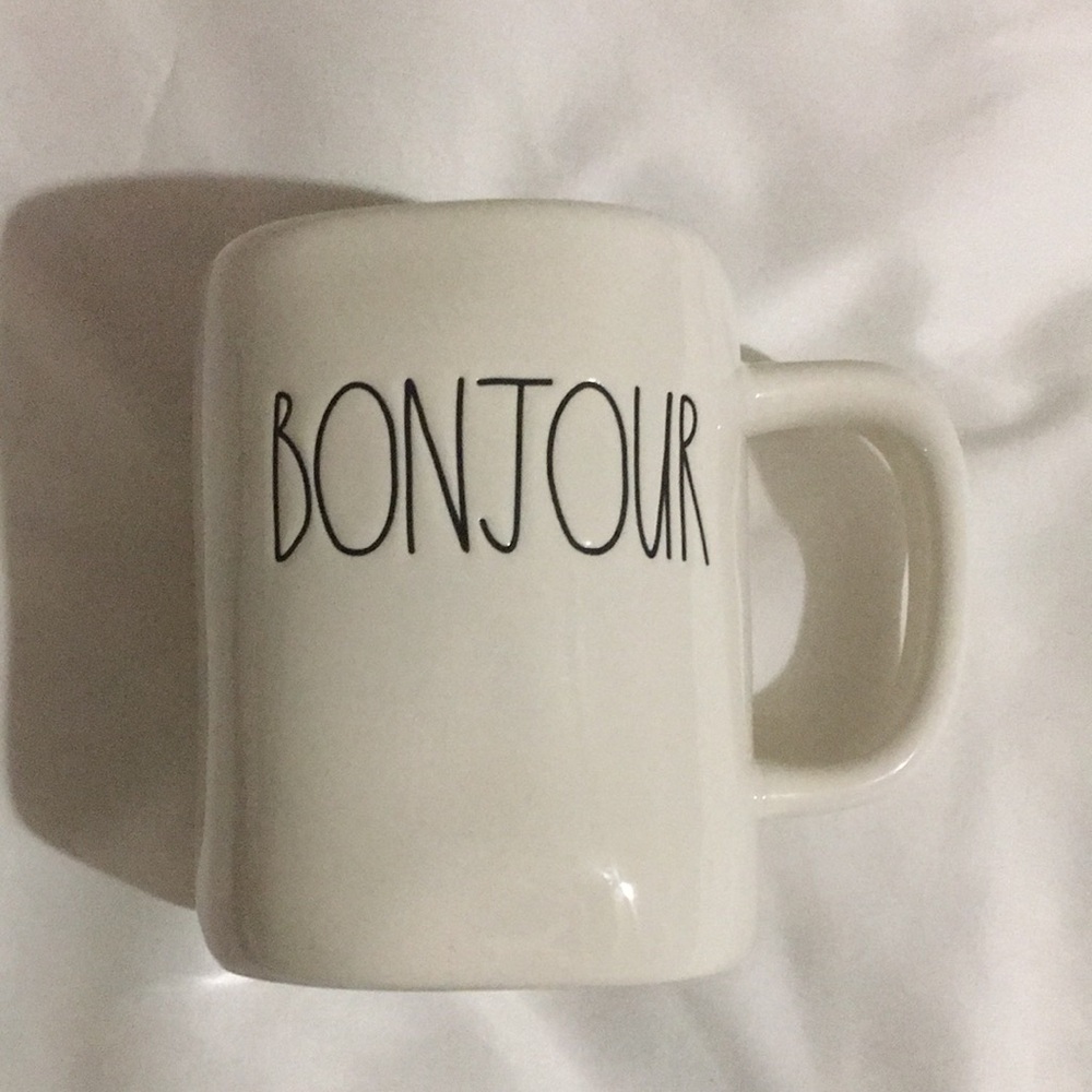 Rae Dunn Artisan Collection by Magenta Bonjour White Ceramic Coffee Mug
